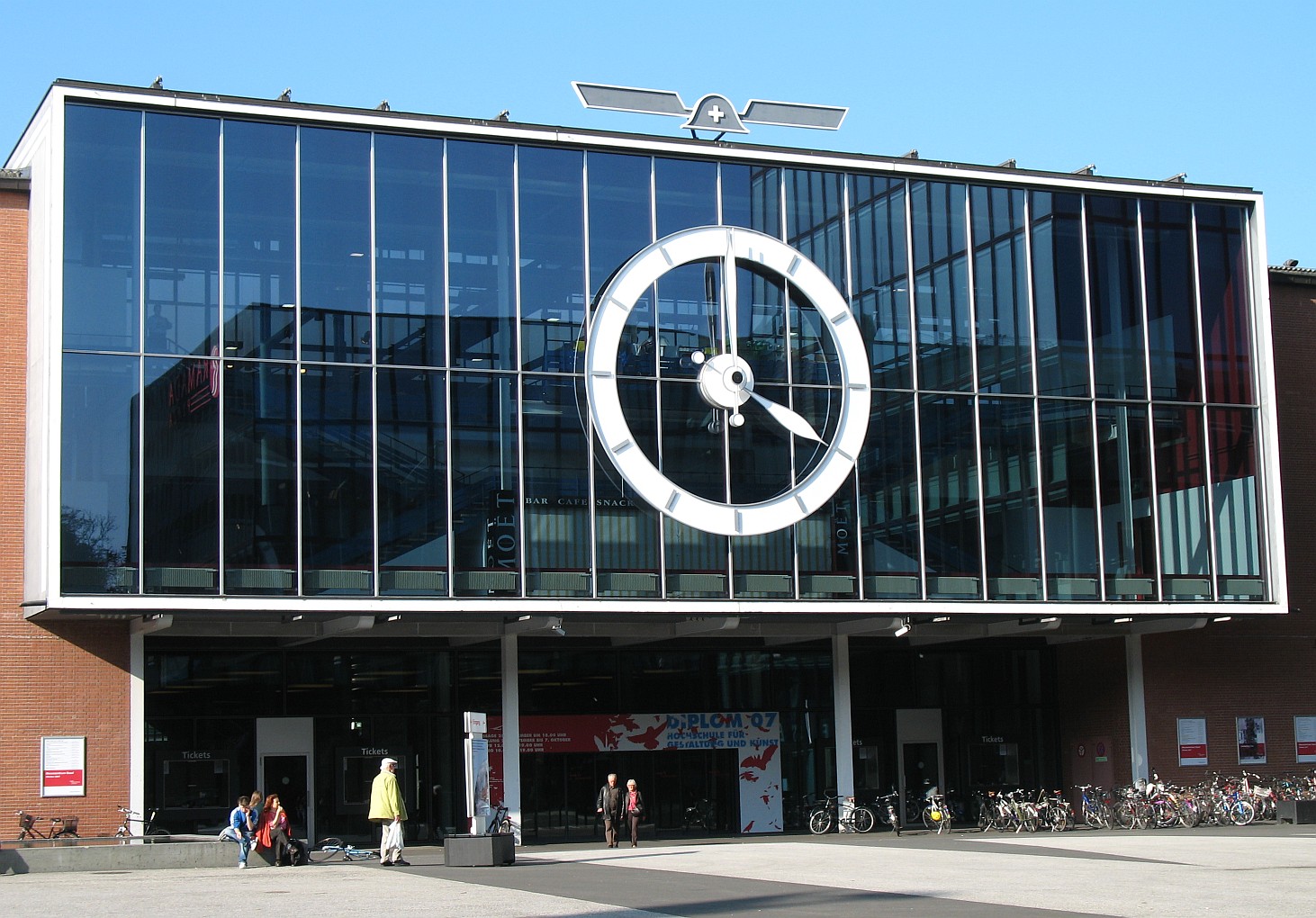 Front view of hall 2 of Messezentrum Basel, in Basel, Switzerland.